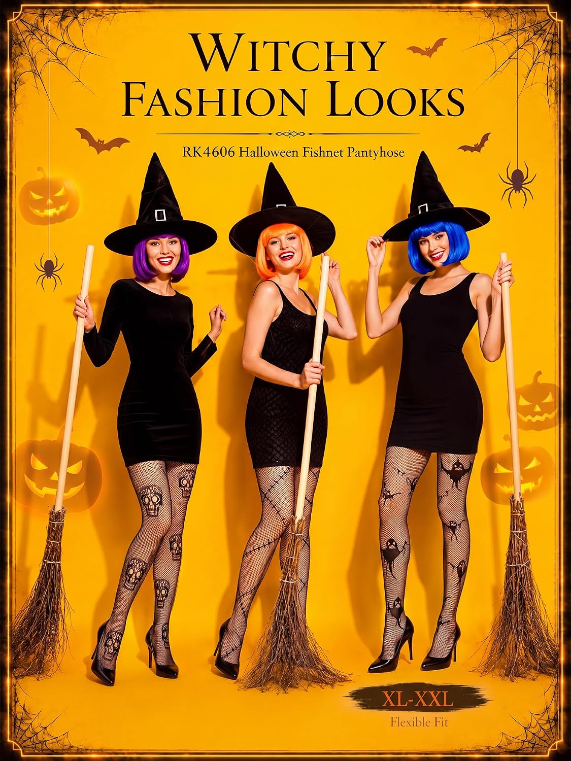 Newcotte 6 Pair Halloween Fishnet Stocking for Women