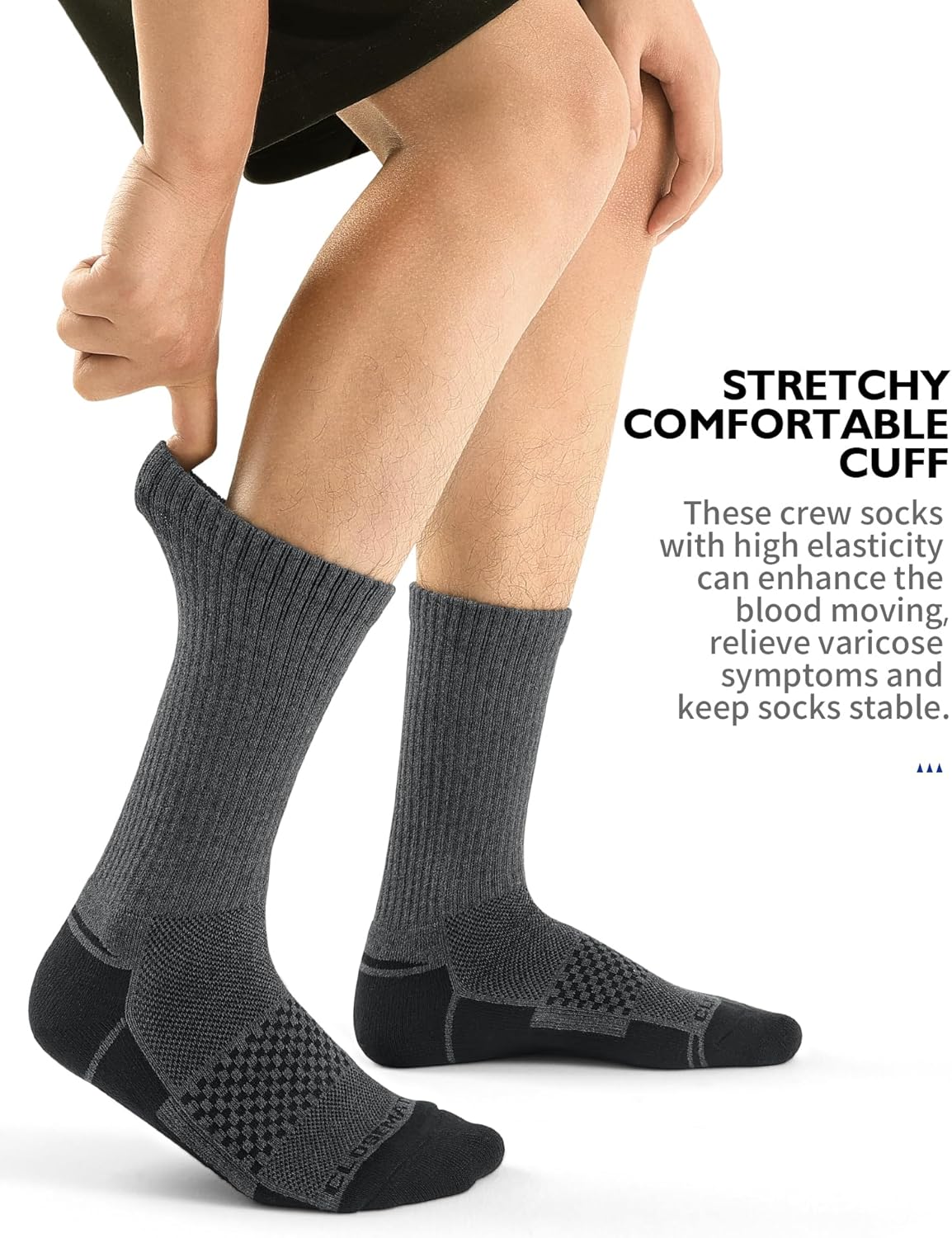 CLOSEMATE Mens Moisture-Wicking Athletic Cushioned Crew Socks 6 Pairs Cotton Comfy Running Training Sports - Image 4