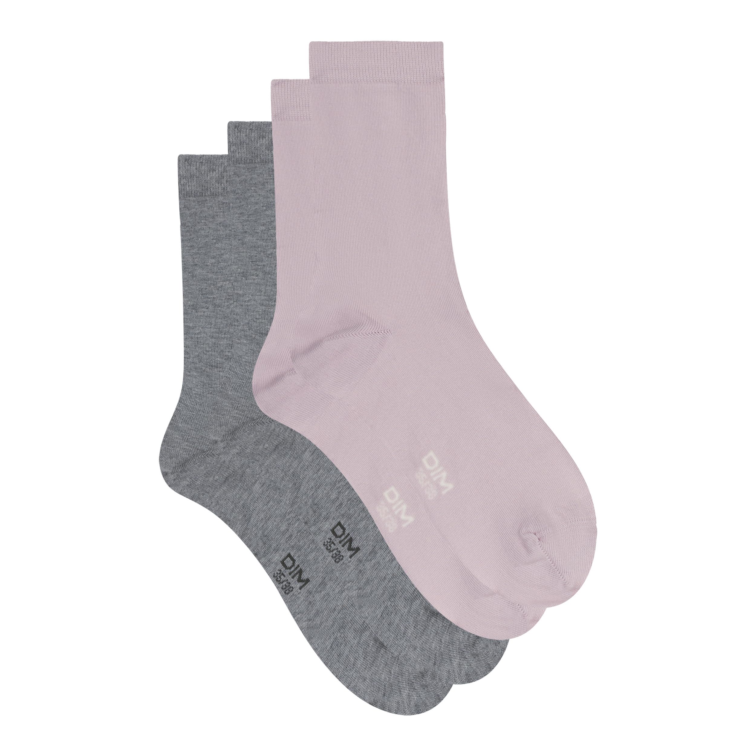 DIM Women's Cotton Reinforced Heel Socks x2