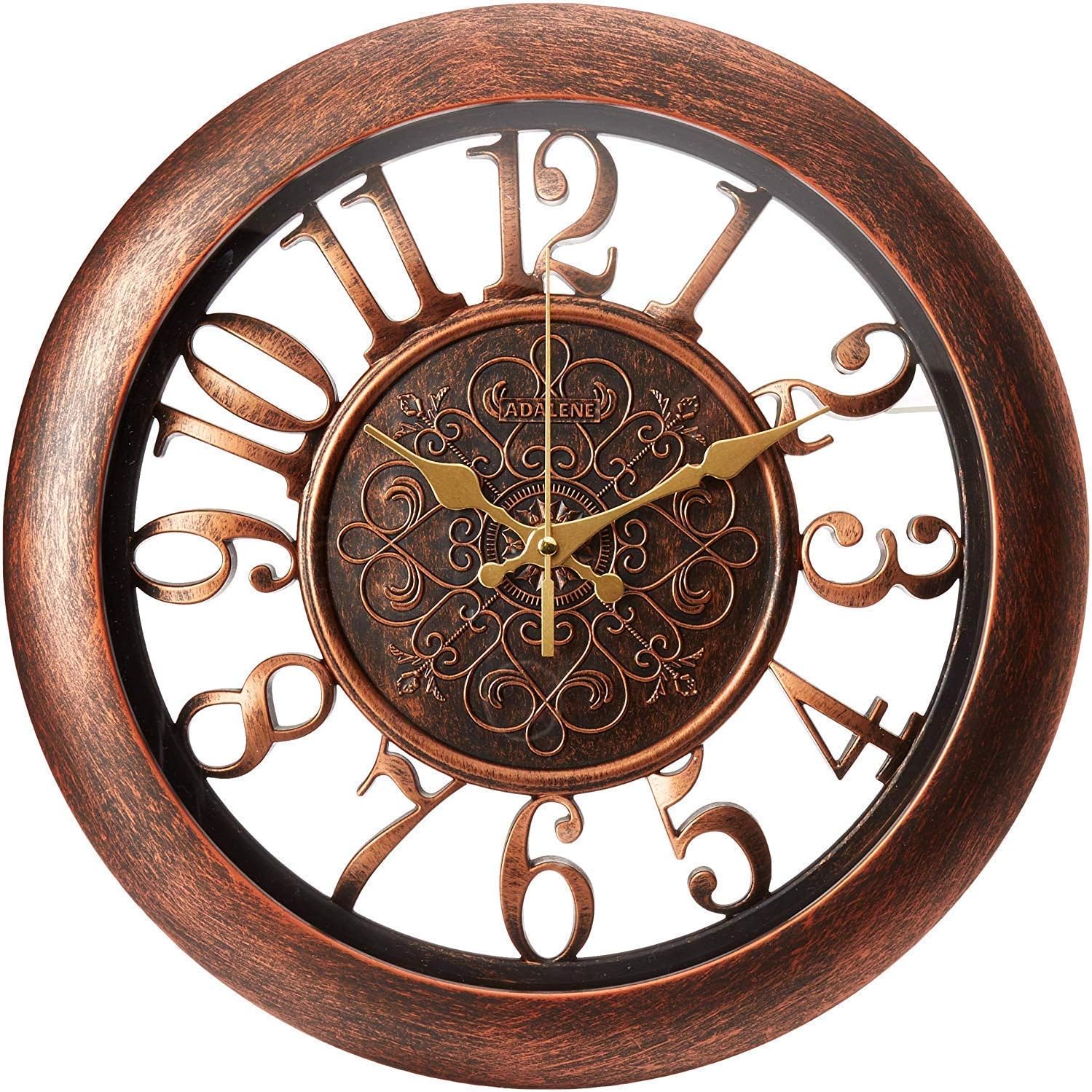 Adalene Wall Clocks Battery Operated Non Ticking - Completely Silent Quartz Movement - Vintage Rustic Clocks for Living Room Decor, Kitchen Bedroom Bathroom - Modern Wall Clock Large Decorative