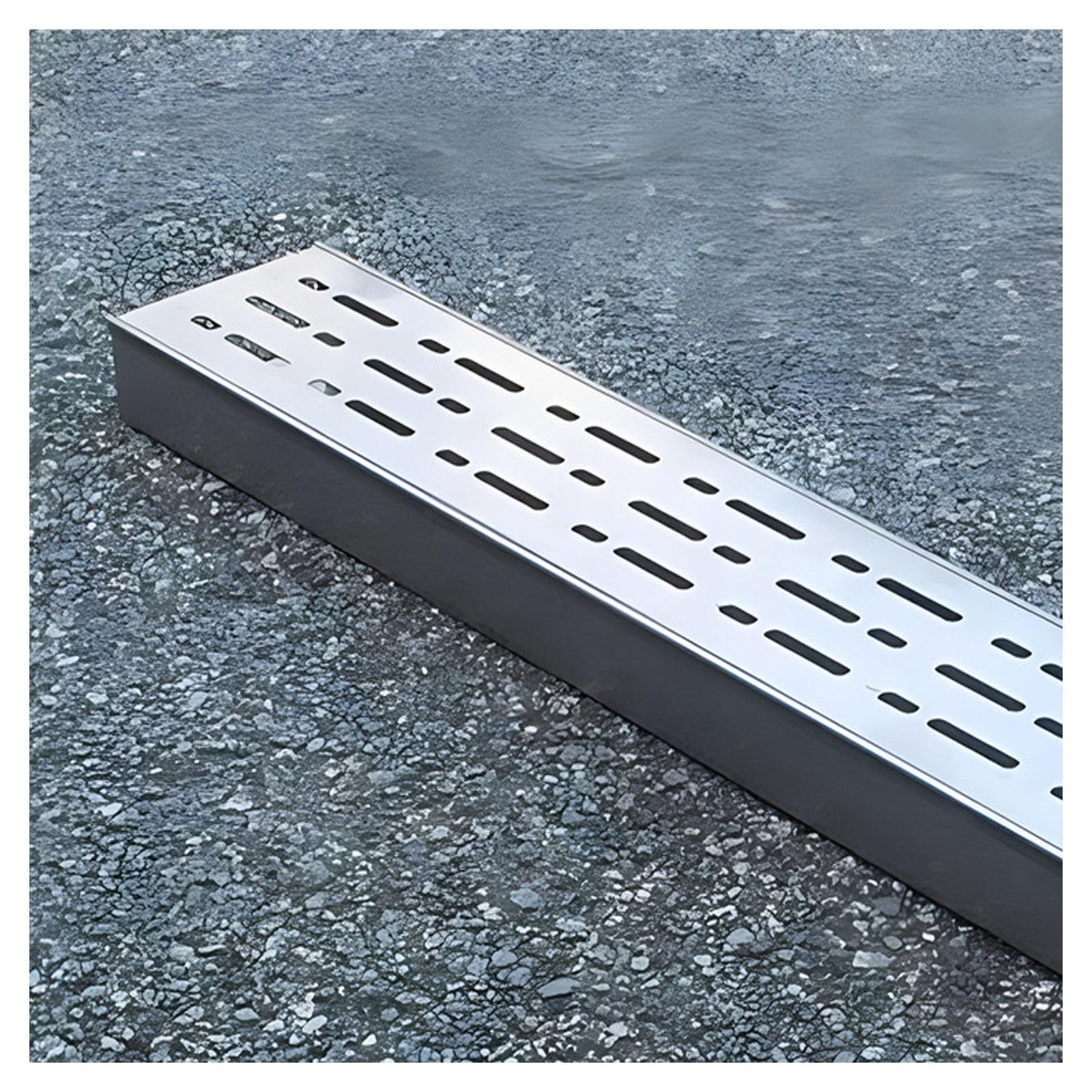 GLDYTVF 39.4in Stainless Steel Channel Drain Kit Metal Grate Trench Drainage System for Yard & Patio UShaped Small Floor Drain Durable & RustResistant