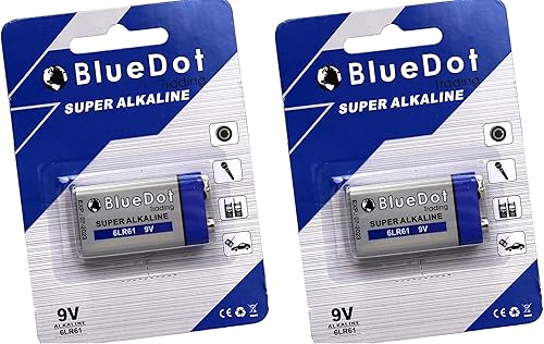Miniatura 1 de BlueDot Trading Baterías alcalinas resistentes de 9 voltios para detectores de humo y monóxido de carbono, dispositivos de seguridad y alarmas de