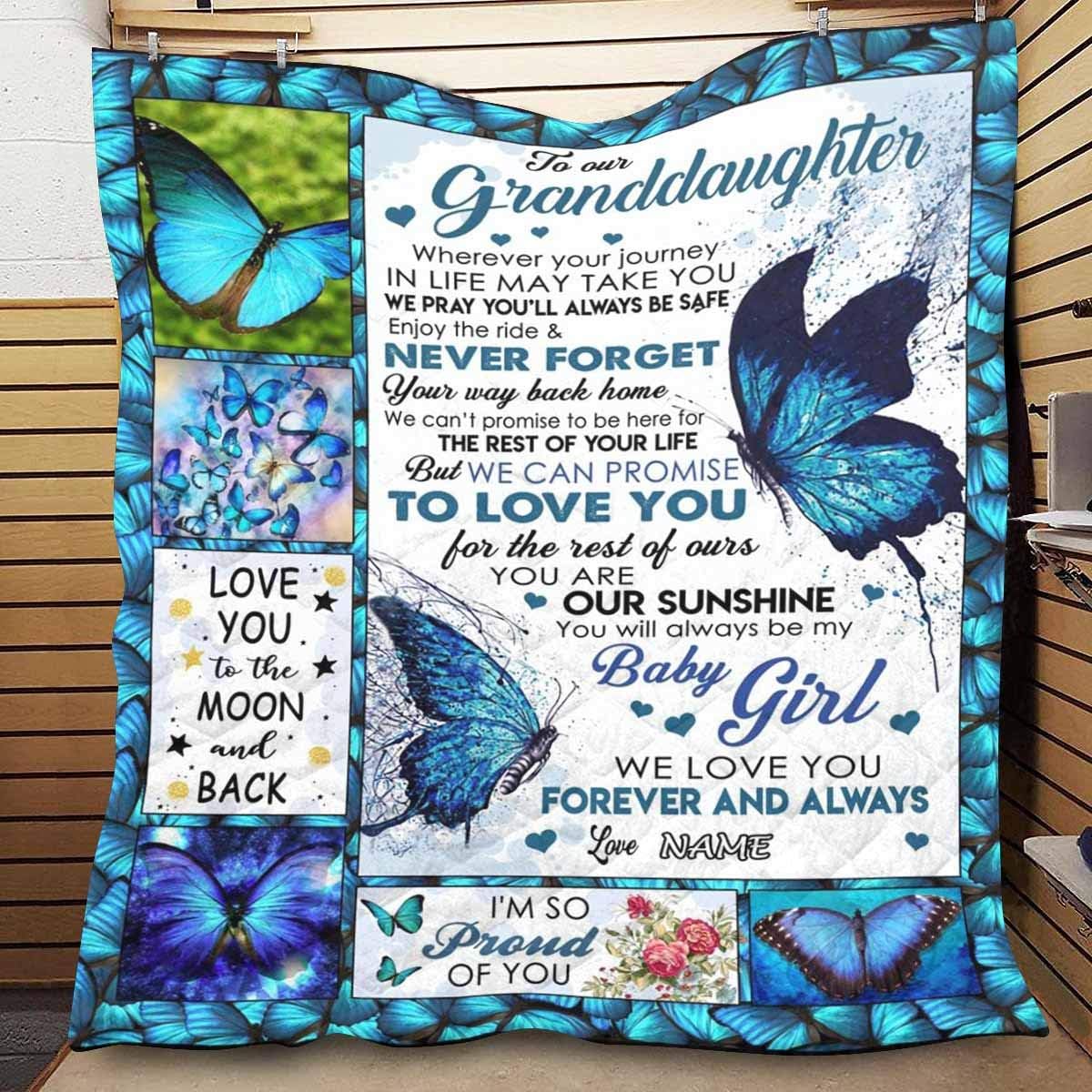 Best Deal 🛒 InterestPrint Personalized Name Throw Quilt to Our Granddaughter, You are Our Sunshine You Always be My Baby Girl Throw Blanket Quilt Queen Size 70x80 inches