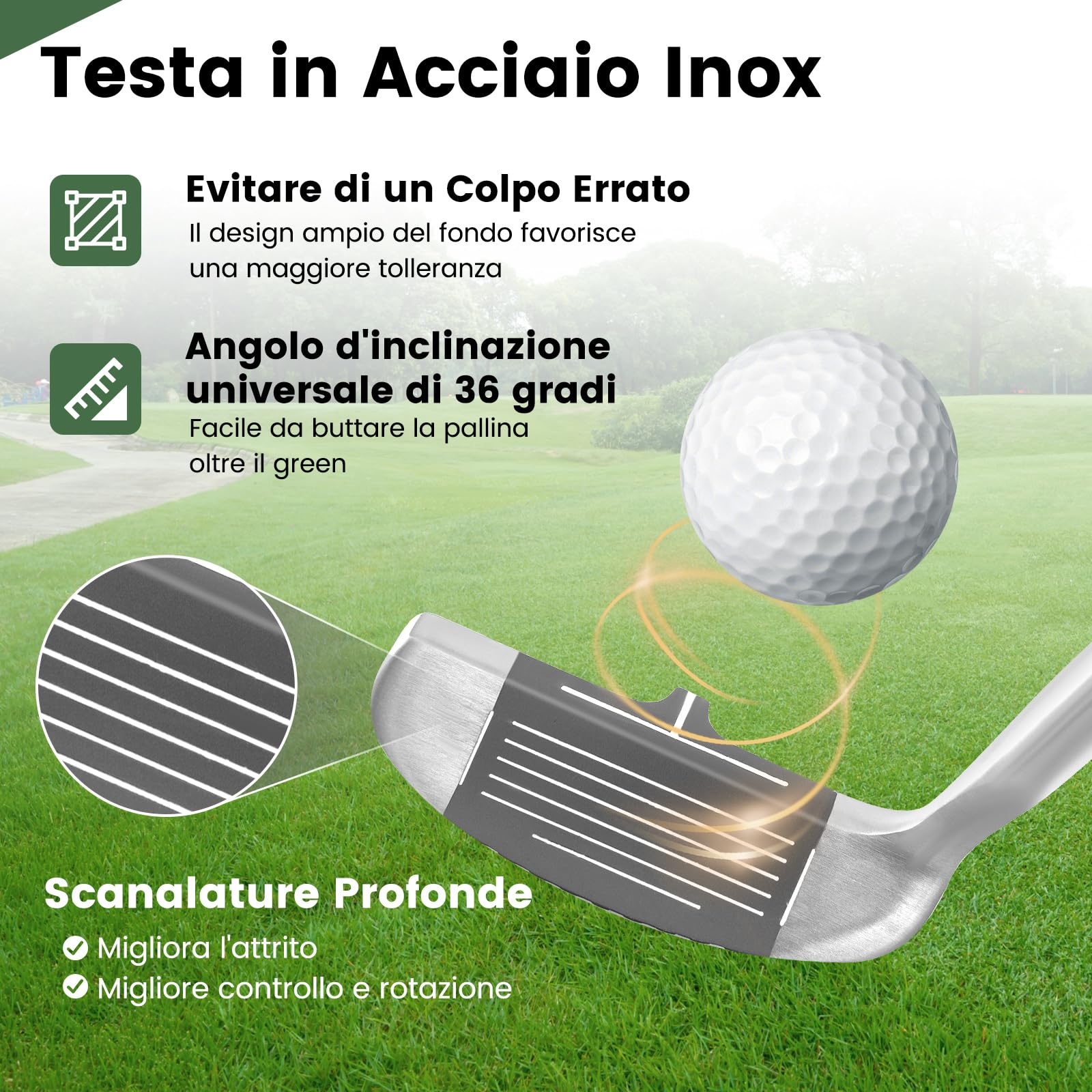 COSTWAY Chipper da Golf, Cuneo da Golf a 36 Gradi per Uomini e Donne per Ridurre il Colpo dal Gioco Corto, Destrorso
