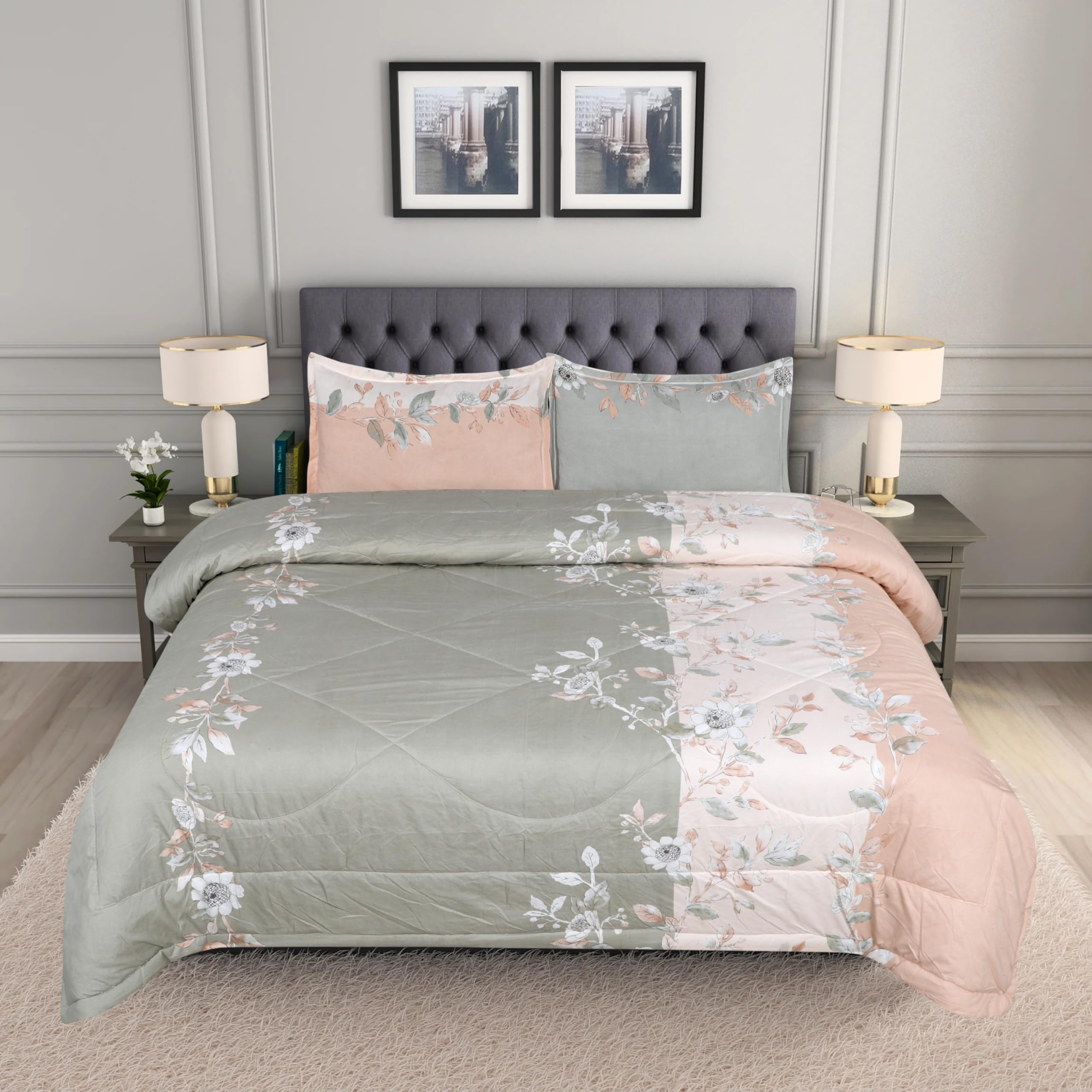 Double Bed AC Comforter Bedding Set with Bedsheet and Pillow Covers 4 Piece Multicolor-image-12