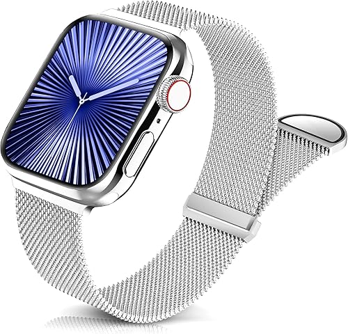 Miniatura 1 de Sunnywoo Correa de metal de acero inoxidable compatible con correas de Apple Watch de 1.496 in, 1.575 in, 1.614 in, 1.654 in, 1.732 in, 1.772 in (38