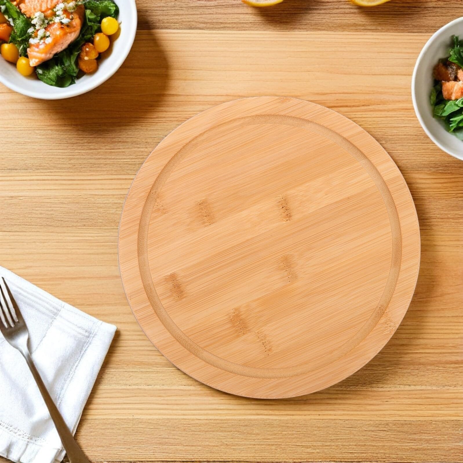 GLEAVI Bandeja de Bambú para Servir Frutas Ensaladas y Postres Bandeja de Bambú para Mesa de Té para Desayuno la Cama