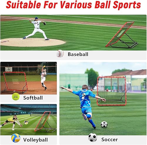 Miniatura 5 de Baseball Rebounder ,4x4.5FT Soccer Rebounder with 4 Adjustable Angles, 28 Bungee Cords to Adjust Elastic, Sports Equipment for