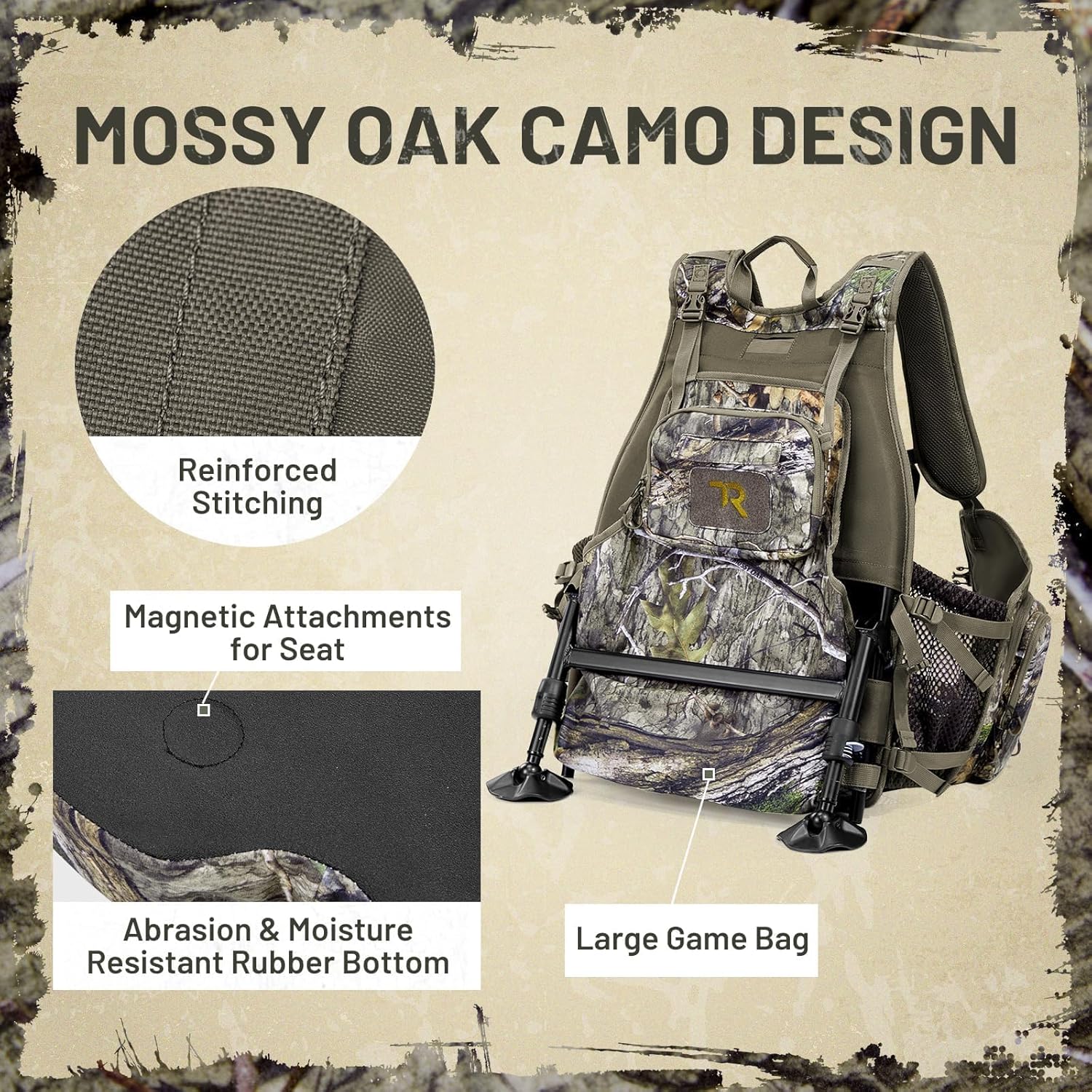 Turkey Vest for Hunting with Seat, Hunting Vest with Kick Stand and Game Pouch, for Men Women Camo - Image 8