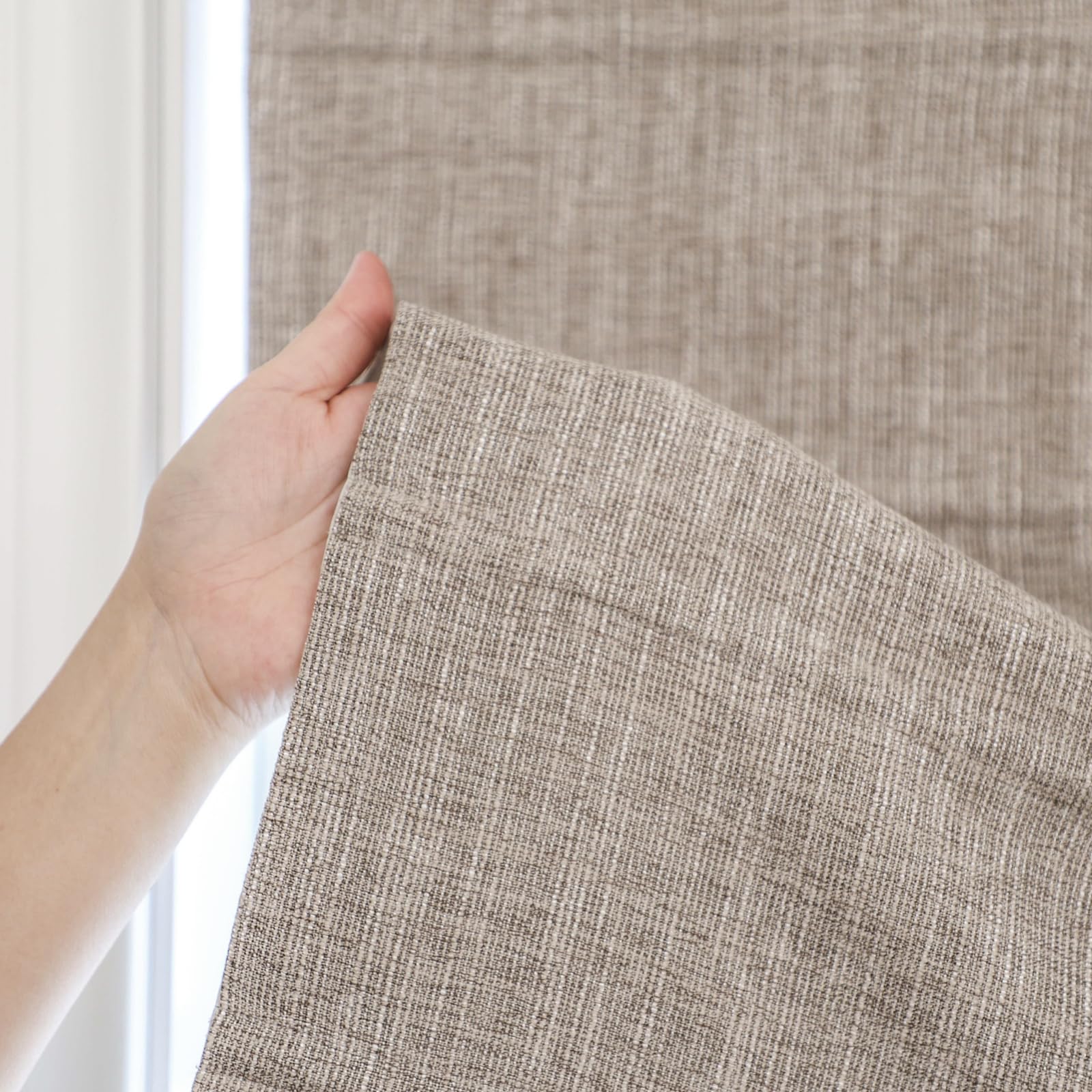 Sunbox Cordless Roman Shades, Custom Size Privacy Window Treatments, Roman Blinds for Home Windows, Living Room, French Doors, Bedroom, Linen Camel