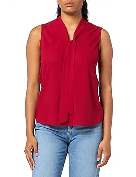 Kasper Women's Sleeveless Tie-Front Top, Fire Red at Amazon
