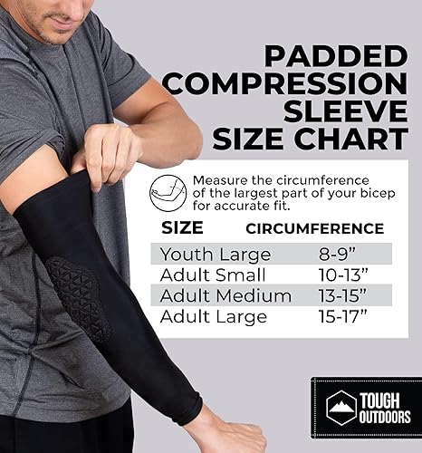 Miniatura 7 de Tough Outdoors Manga acolchada para el brazo, manga de codo acolchada, manga de brazo de baloncesto, manga para codo de voleibol, almohadilla de