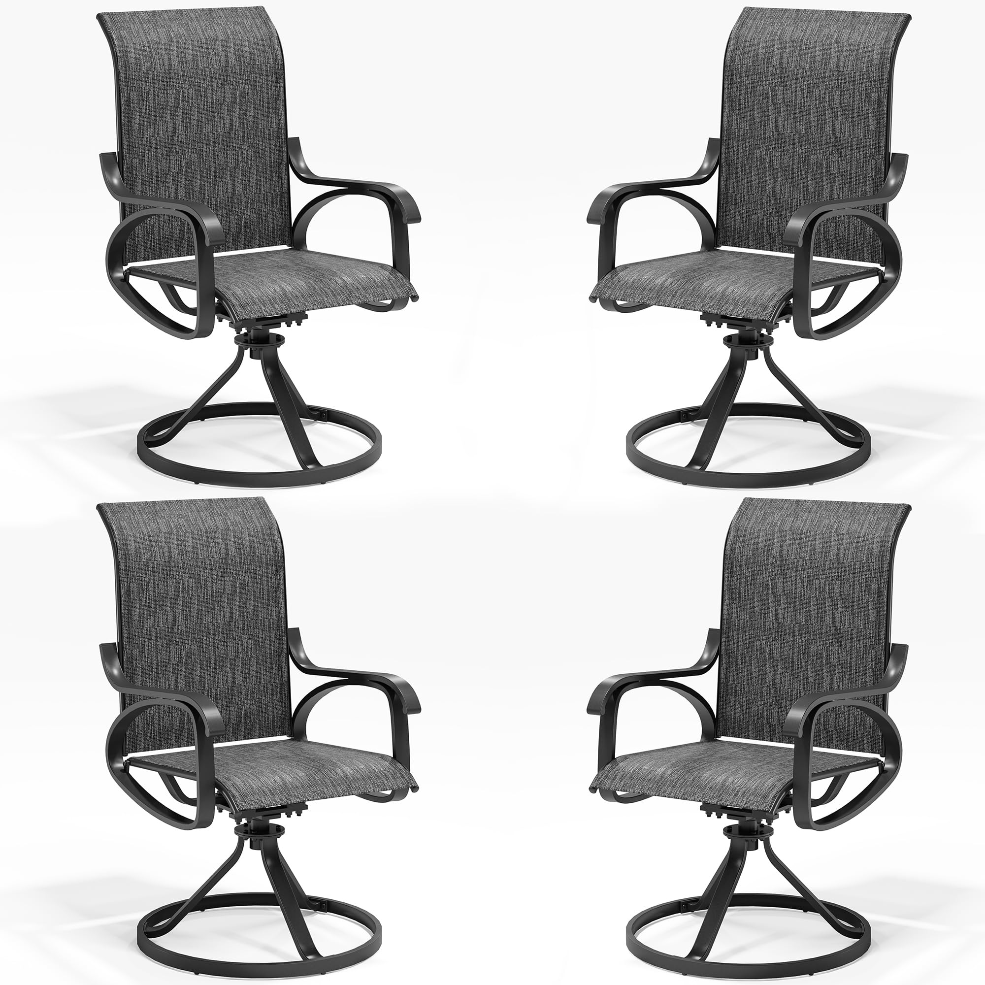 LOUVIXA Patio Swivel Chair Set of 4, All-Weather Patio Swivel Rocking Chair, High Back Patio Dining Chairs for Backyard, Porch, Lawn, Garden(4, Carbon Grey)