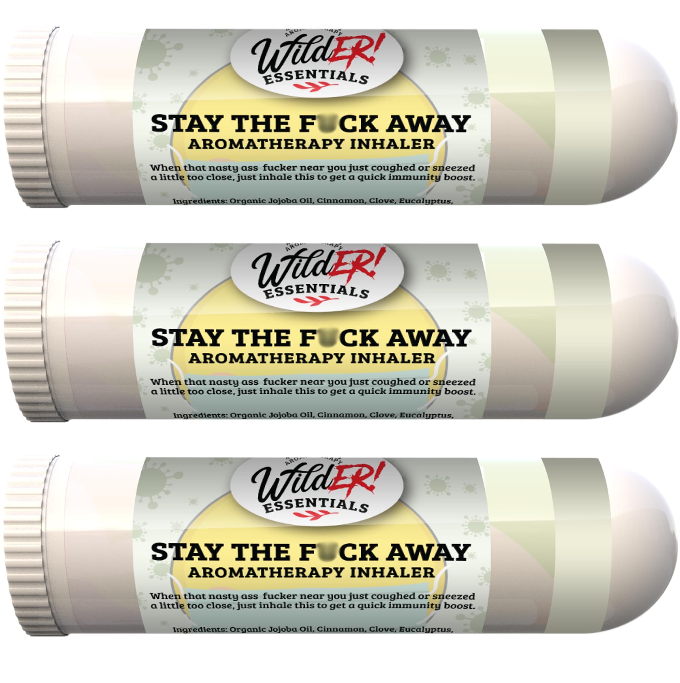 Wilder Essentials 3 Pack of Stay The f Away Aromatherapy Nasal Inhalers Made with Premium Grade Essential Oils Four Thief Blend for Immune Boost, Congestion, Energizing, Mood Boost