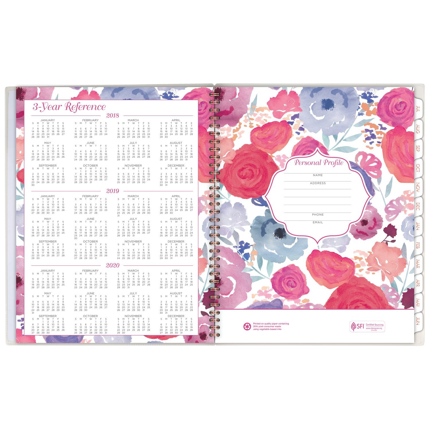 AT-A-GLANCE - Agenda escolar semanal, mensual, para citas, julio de 2018, junio de 2019, 8,1/2" x 11", Madrid, negro (793-905A-A8)