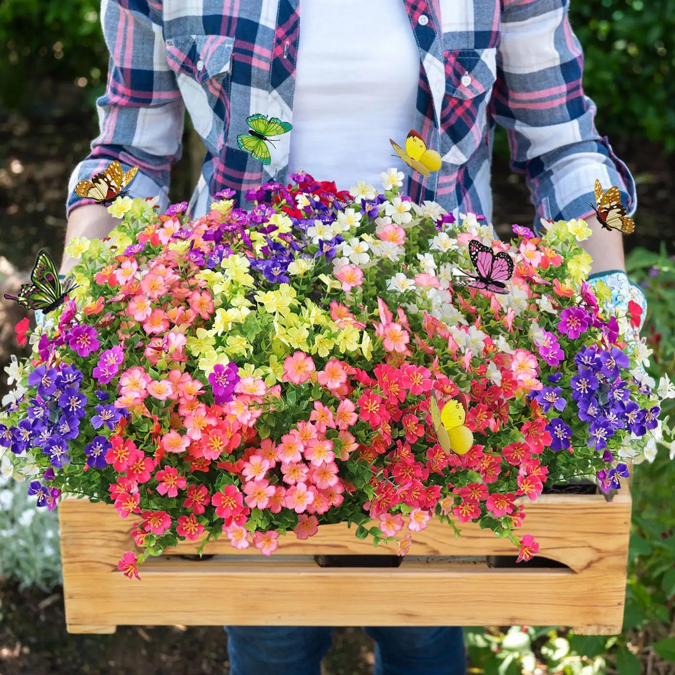 18 Bundles Artificial Flowers for Outdoors Fake Plants Decor, Mixed image 4