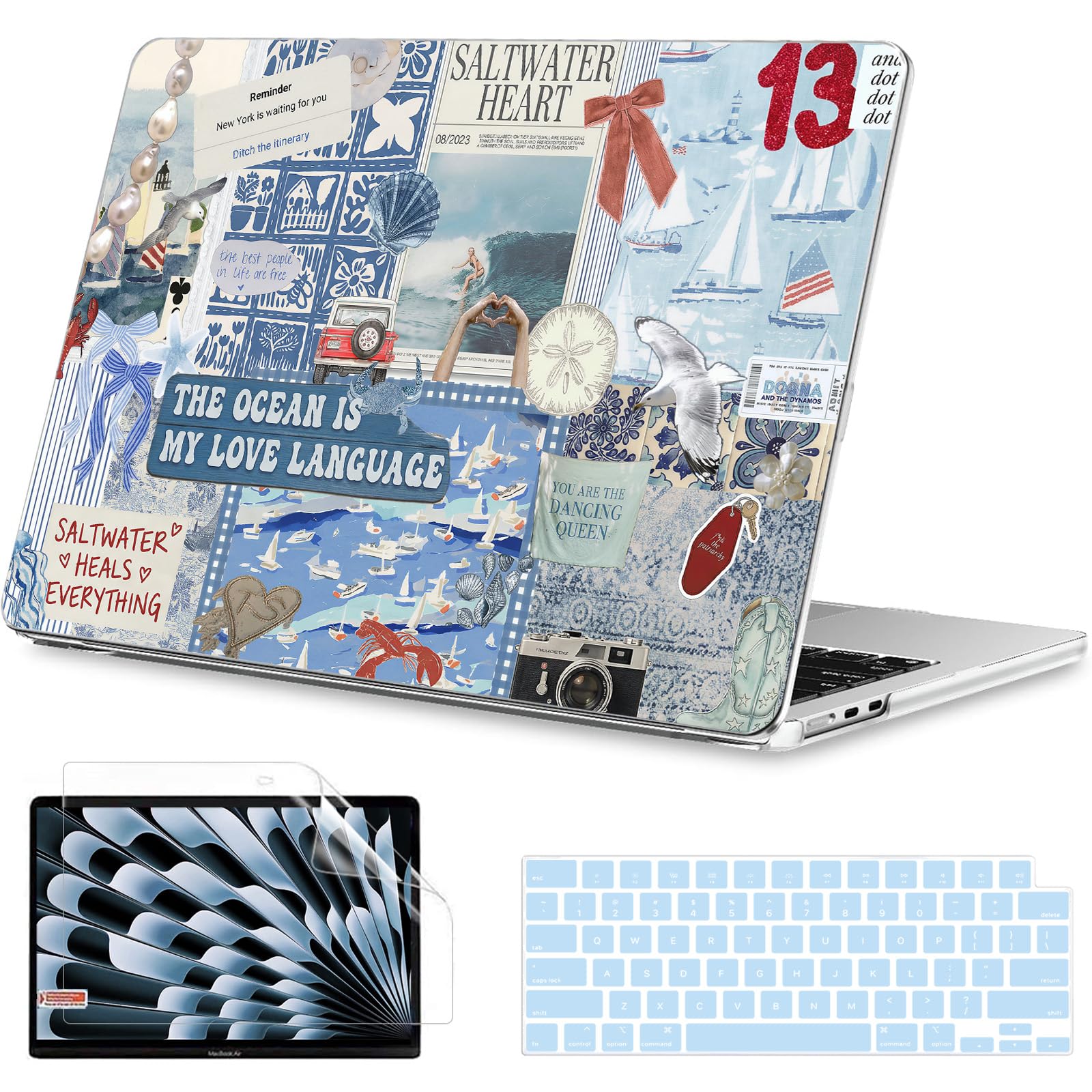 B BELK for MacBook Air 15 inch Case 2026-2023 M5 M4 M3 M2, Blue Coastal