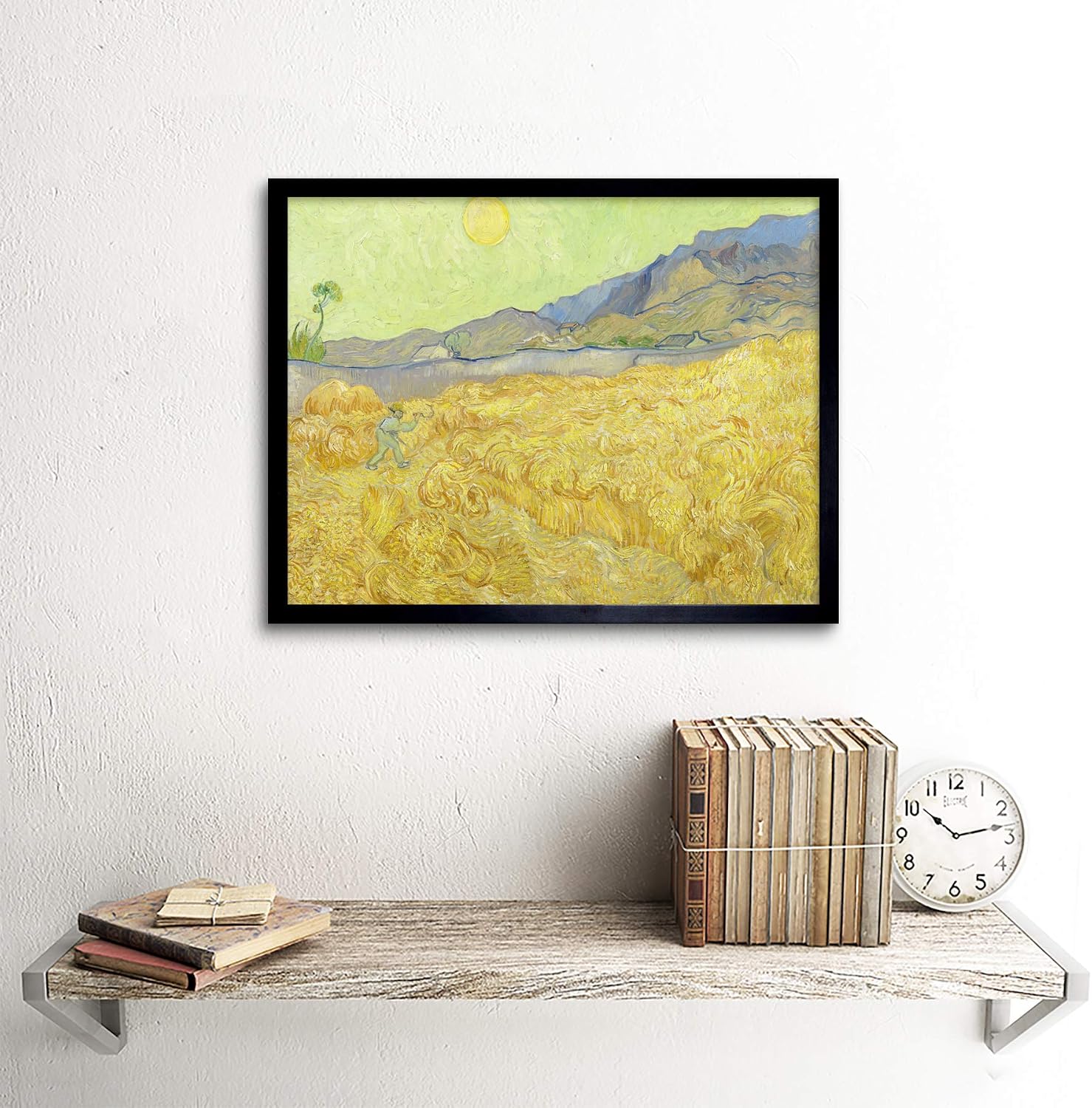 Vincent Van Gogh Wheatfield With A Reaper Art Print Framed Poster Wall Decor 12x16 inch