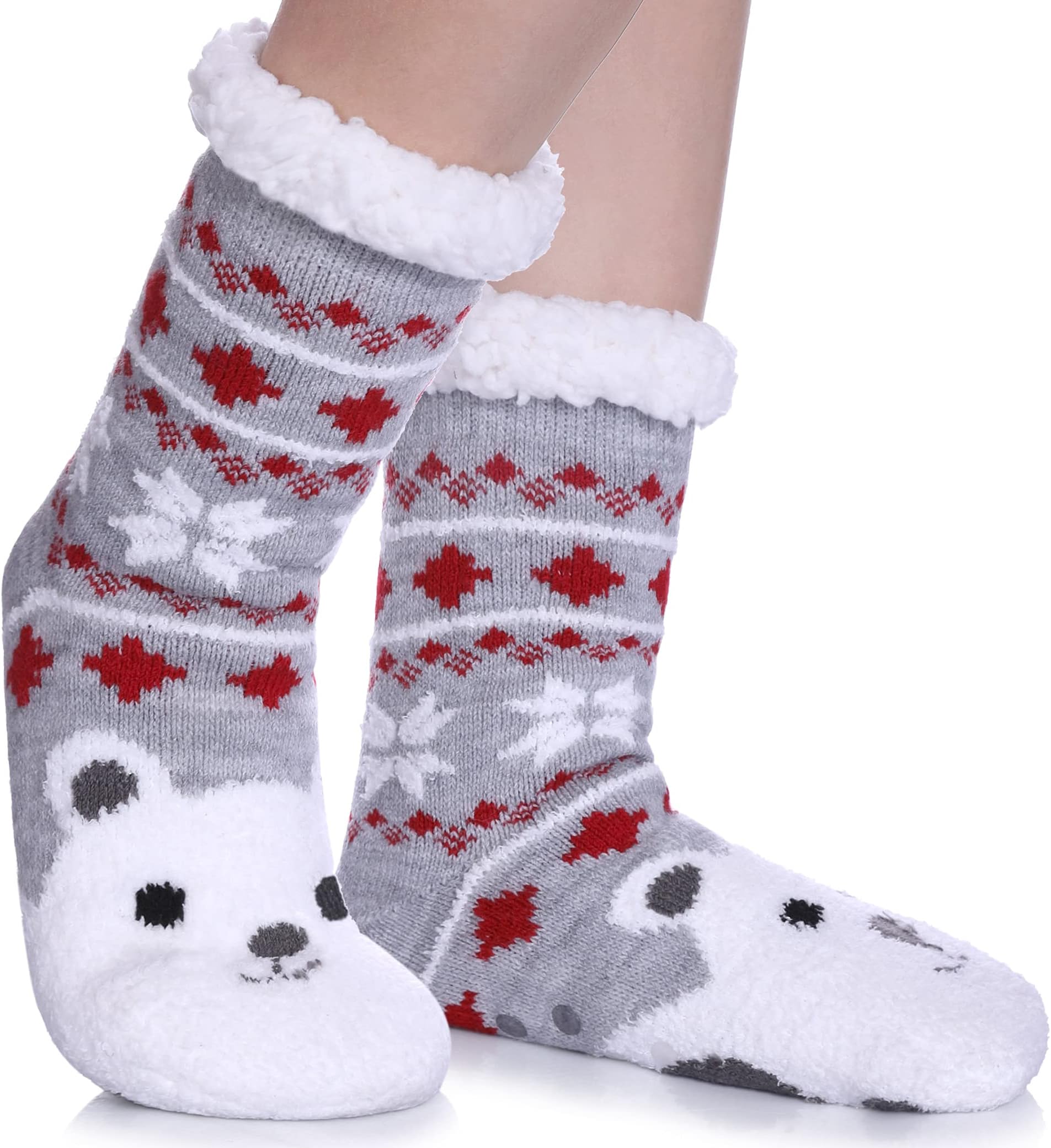 Kids Slipper Socks Boys Girls Fuzzy Soft Thick Cozy Warm Fleece lined Winter Indoor Christmas Socks