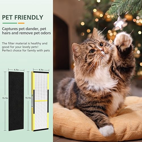 Miniatura 6 de Paquete de 5 filtros HEPA FLT4825 B de repuesto con prefiltros de carbón activado compatibles con purificador de aire Guardian AC4825 AC4300 AC4800