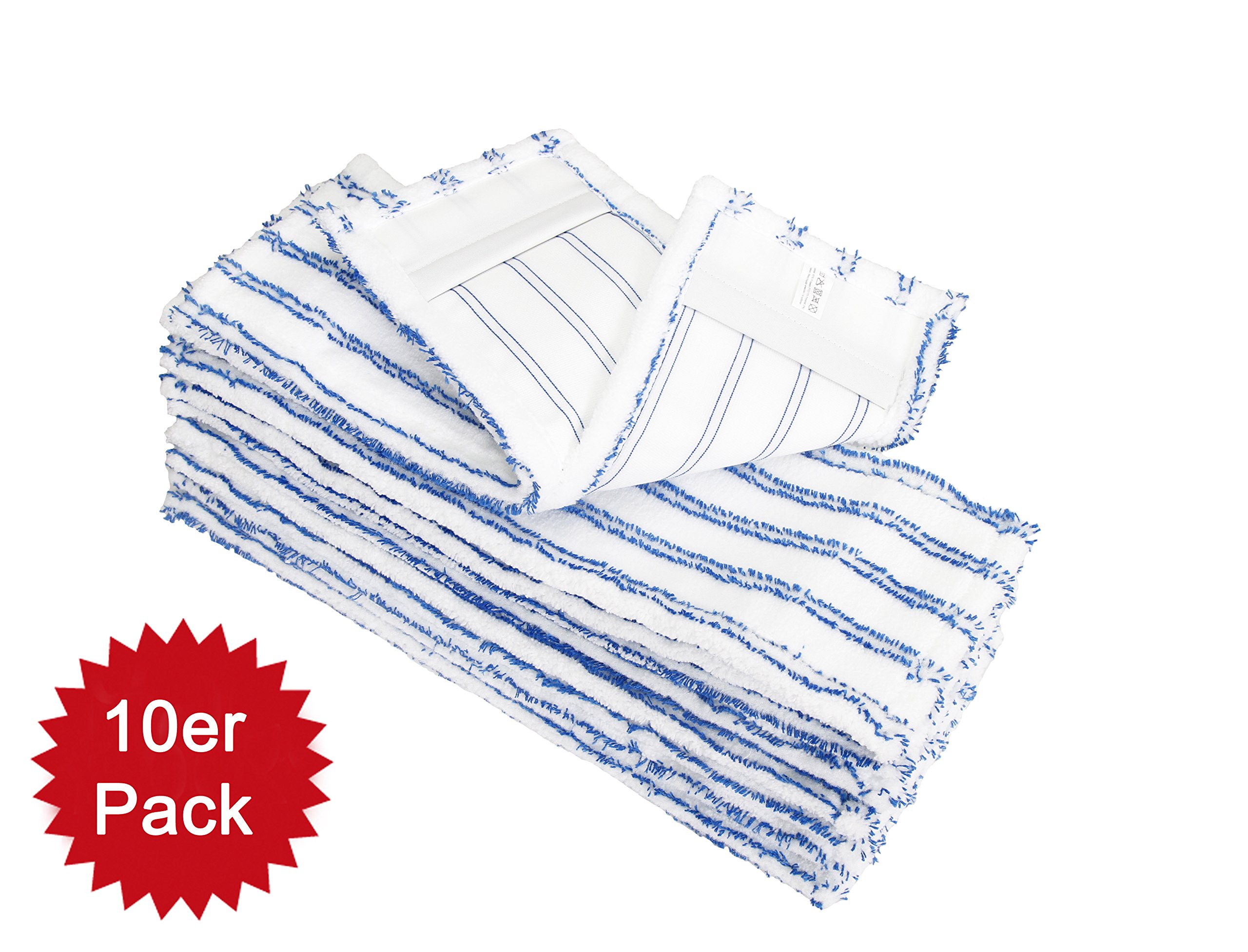 10 x Micr ofase rmöppe para Hogar & trabajo | WISC hmöppe para 40 cm Bipower – | abrasivo wischbe con tiradores rayas | funda Fundas para profesionales de lavado