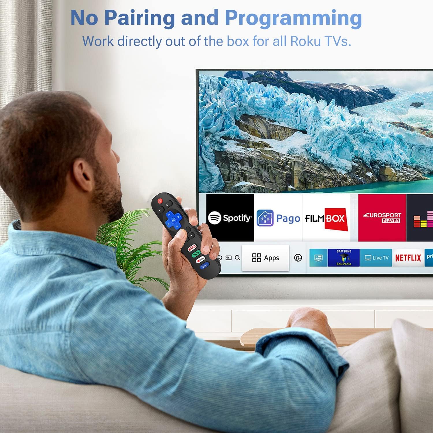 Gvirtue Remote Control Replacement for All Roku TV, Compatible for TCL, Hisense, Sharp, Insignia, ONN, Element, Westinghouse, Philips Roku Series Smart TVs, with Netflix, Hulu, YouTube, Disney+