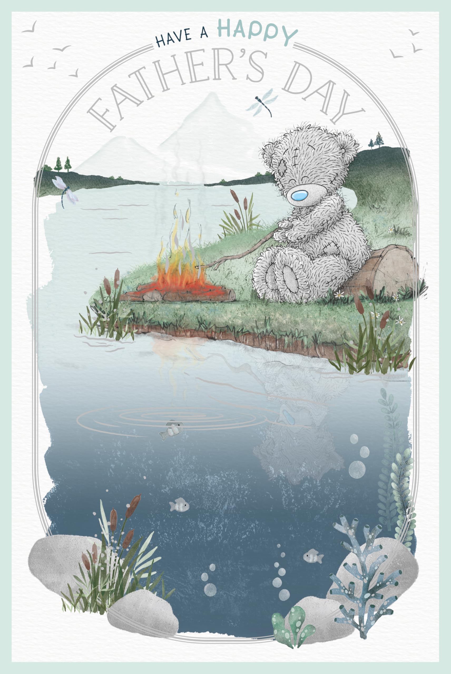 Me to You Tatty Teddy Happy Father's Day Greeting Card, Tatty Teddy Bear By Campfire, 6 x 9 Inches - Official Collection