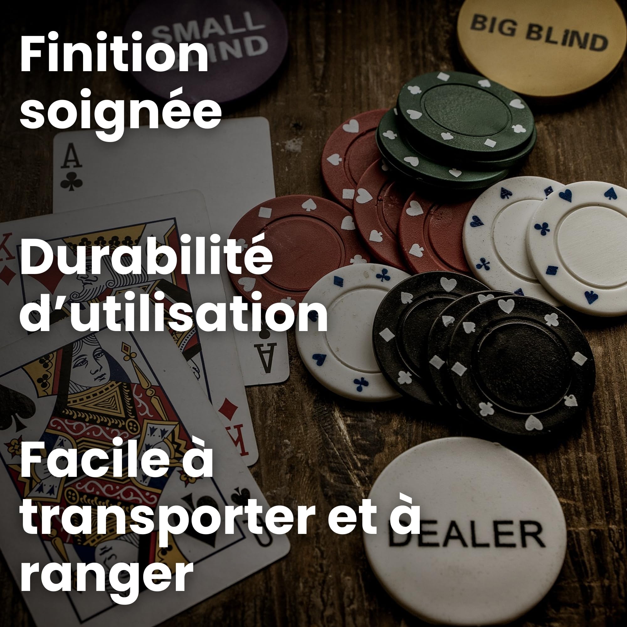 SPRINGOS Jeu de poker, 500 jetons, 2 jeux de cartes, 5 dés, étui inclus