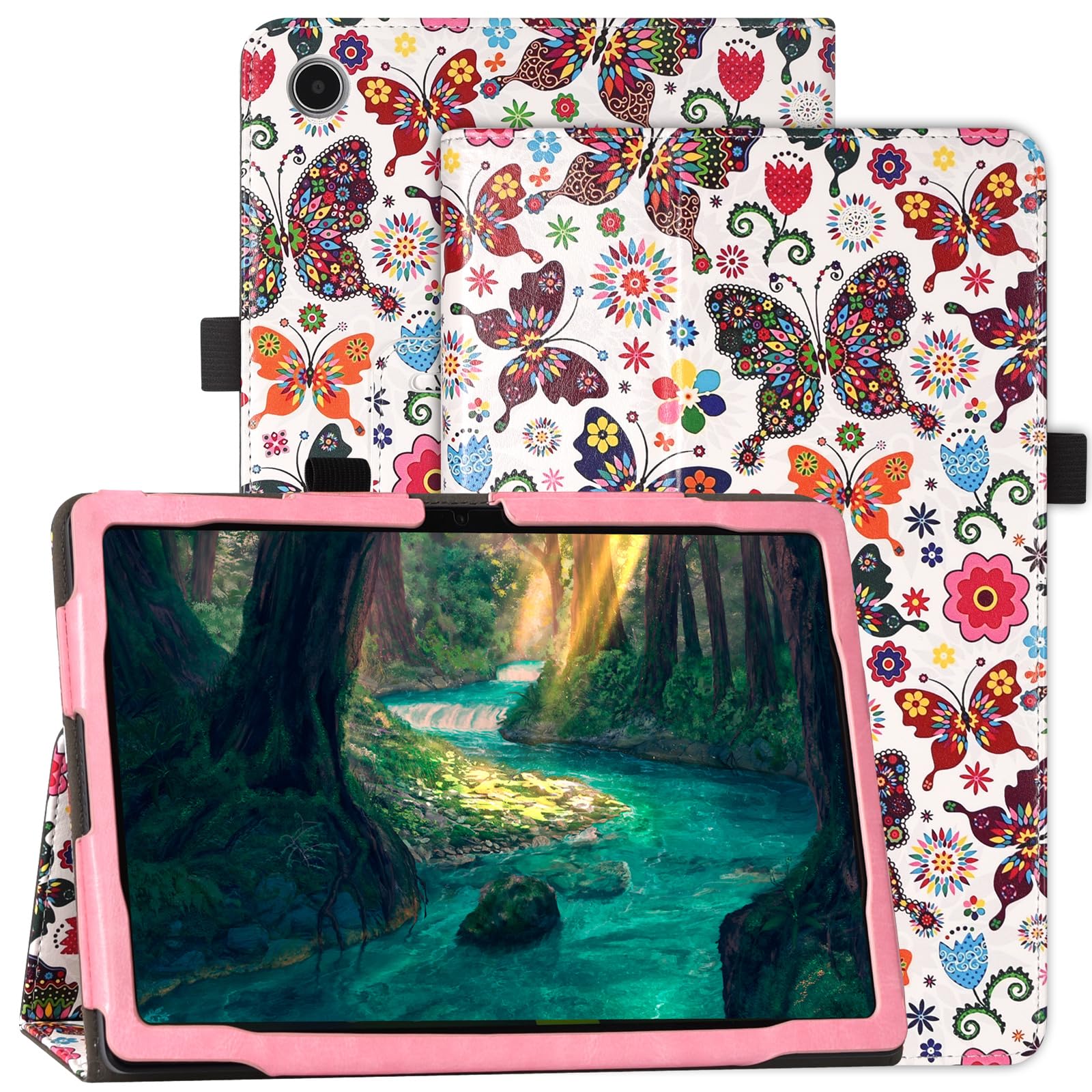 CaweetCase for Onn. 11" Tablet Pro 2023 Model: 100110027 - Premium Leather Folio Protective Stand Cover with Pencil Holder, Butterfly