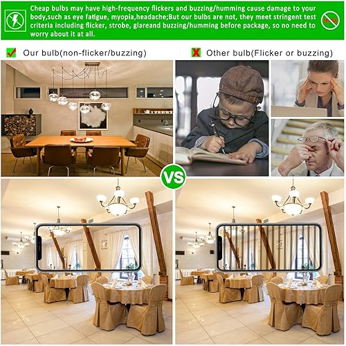 Miniatura 3 de Paquete de bombillas de candelabro G16.5 de 4 W 40 W E12 de 400 lm, 6 unidades y bombilla E26 Edison de 6 W 60 W, bombilla LED A15, 600 lúmenes,