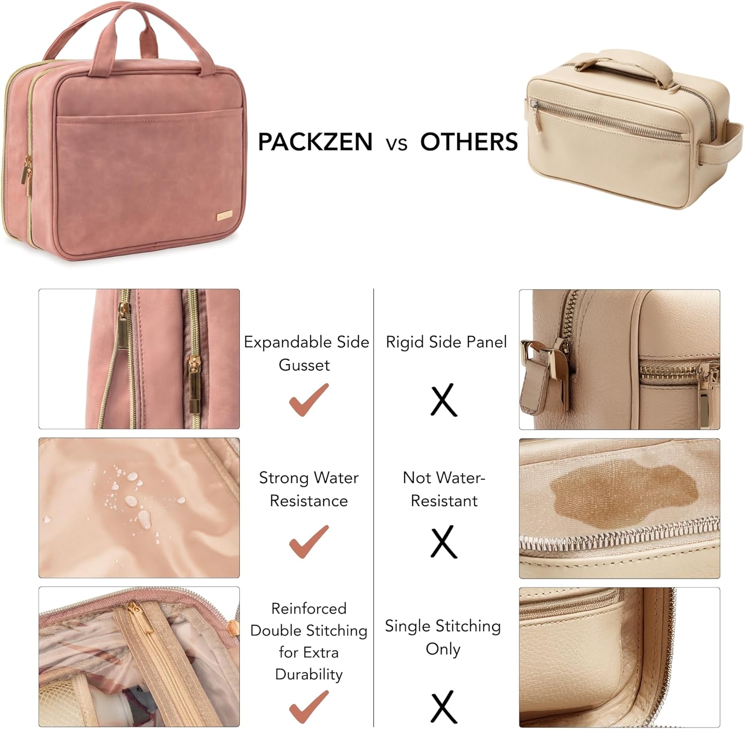 Pink Travel Toiletry Bag, Medium Makeup and Cosmetic Organizer for Women, Hanging toiletry bag, Clear toiletry bag, Cute toiletry bag - Image 2