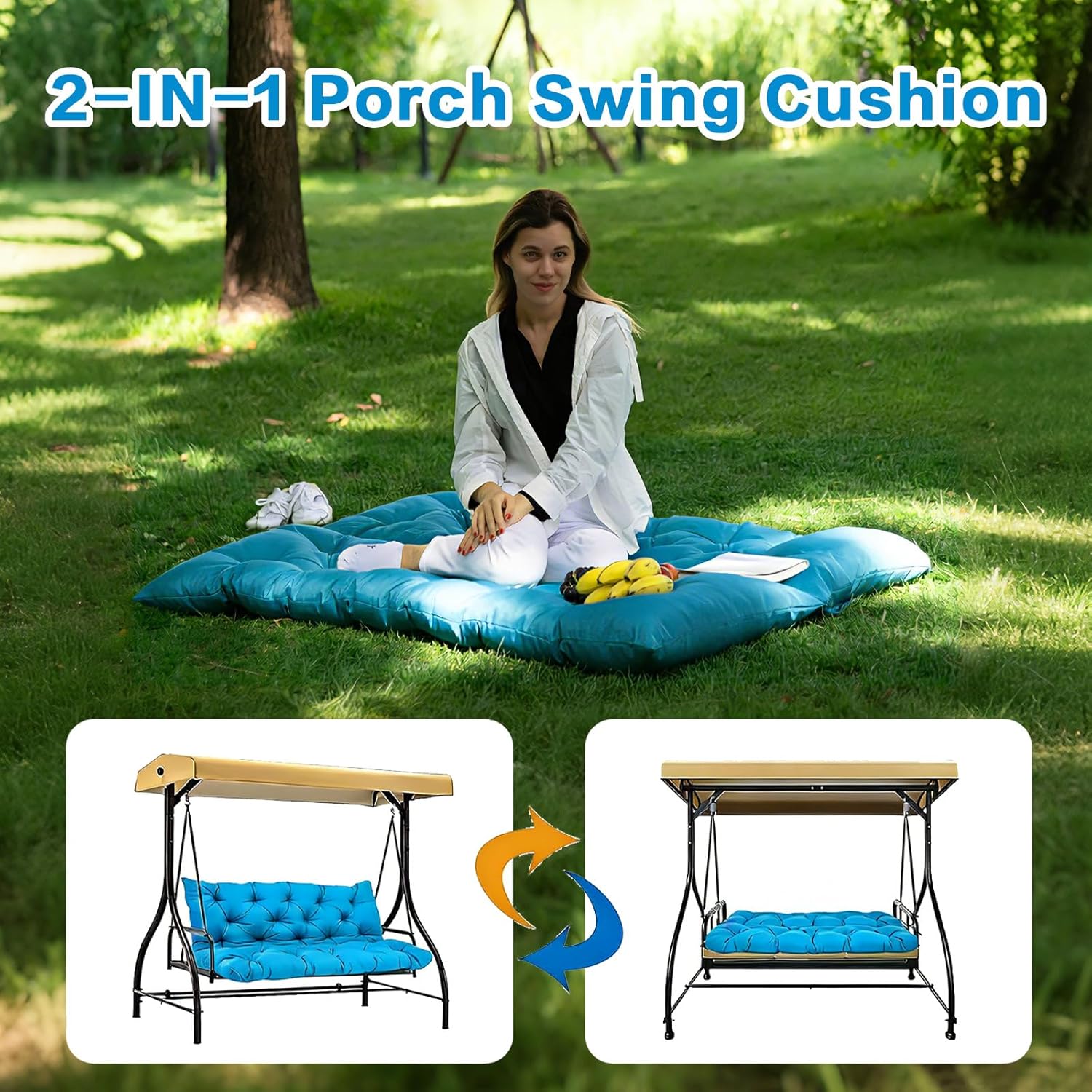 Outdoor Porch Swing Cushions,Swing Cushions 3 Seater Replacement,Thicken 4" Waterproof Patio Swing Cushion,Bench Swing Cushions Outdoor Furniture for Garden,Patio,Porch(Red 60×40 in)