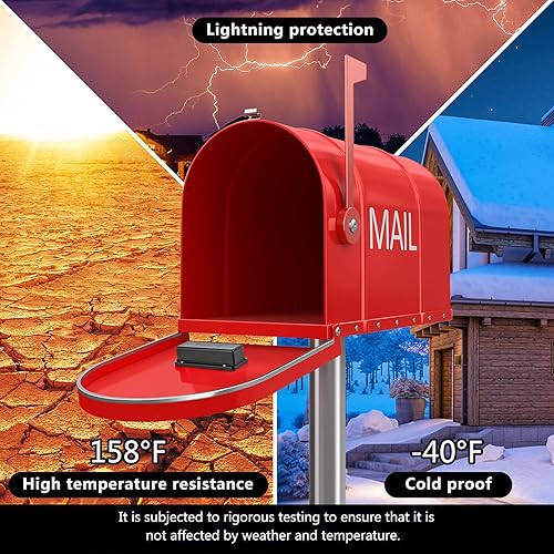 Miniatura 7 de Briidea Alarma de buzón de correo, inalámbrica, alimentada por batería, blanco, rango de 500 pies, flash LED y alertas de sonido, recordatorio de