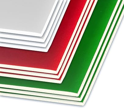 Flipside Products 20" x 30" Foam Red, Green and White Foam Board Sheets for Christmas Crafting Projects, Holiday Events, Presentations, Backing Board Display, Pack of 10