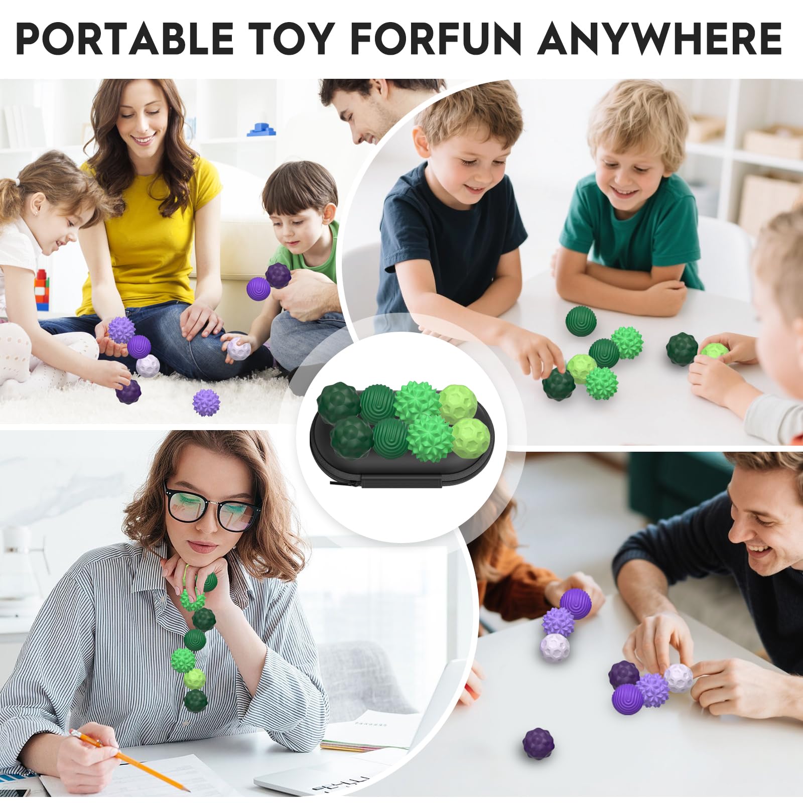 8 Pezzi Magnetiche Antistress in Silicone, Palle Magnetiche Anti-Stress, Fidget Toys Sensoriali Portatili con Texture Varie, Sfere di Acupressure, Anti-Stress Anxiety Toy per Adulti e Bambin (Verde)