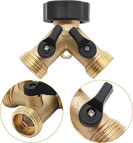 Miniatura 3 de Divisor de manguera de latón de 2 vías, conectores de manguera de latón de 34 pulgadas, conector en Y, conector adaptador de manguera de jardín,