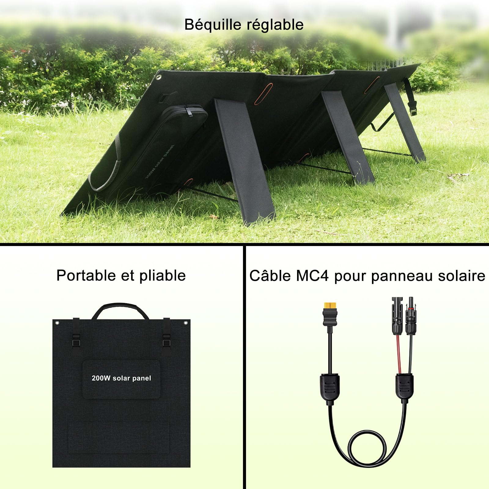 Solarplay Panneau solaire pliable de 200 W - Convient pour les centrales électriques portables, les générateurs solaires, le camping, les camping-cars, les caravanes, les abris de jardin, les voyages