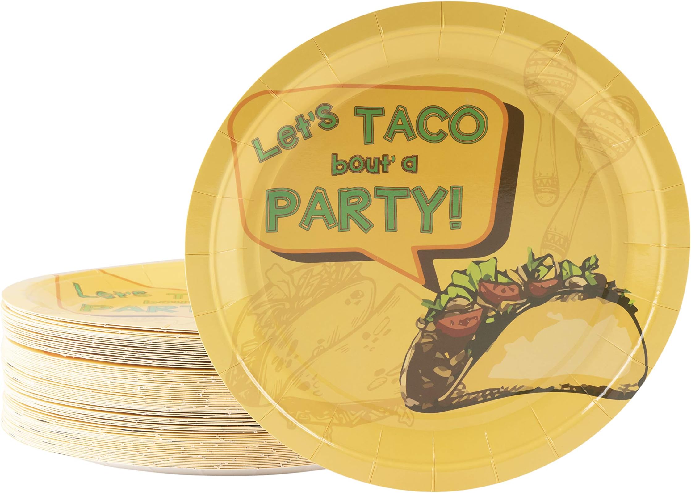 Cinco De Mayo Paper Plates, Let’s Taco Bout a Party (9 In, 80 Pack)