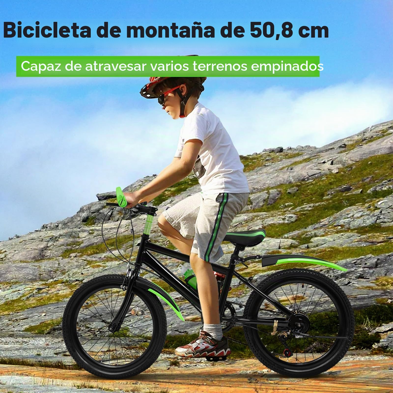 bicicleta infantil de montaña de 20 pulgadas, adecuada para niños y niñas de 6 a 13 años, bicicleta de montaña con suspensión completa