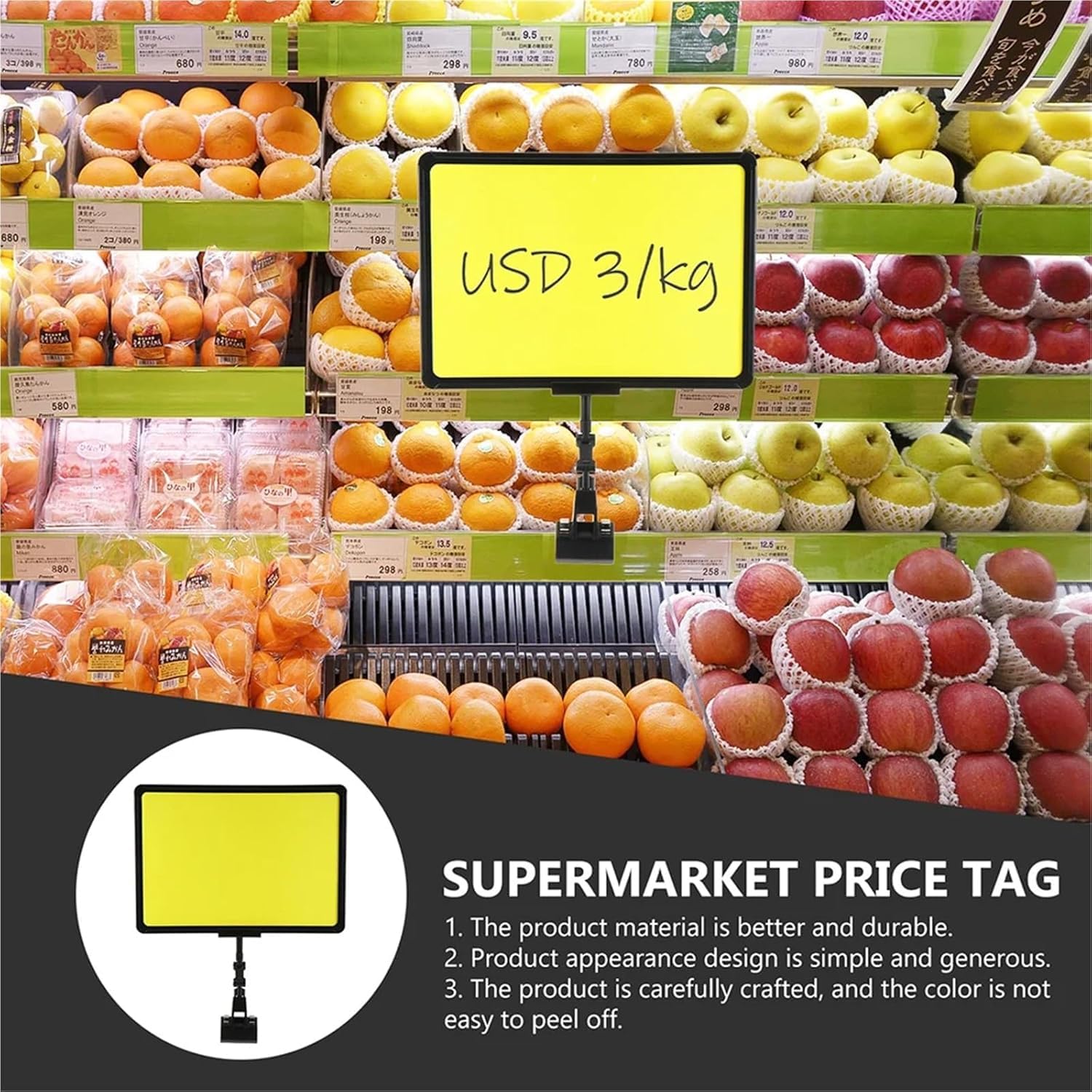 Clip porte-affiche 8 pièces Clips d'étiquette de prix effaçables