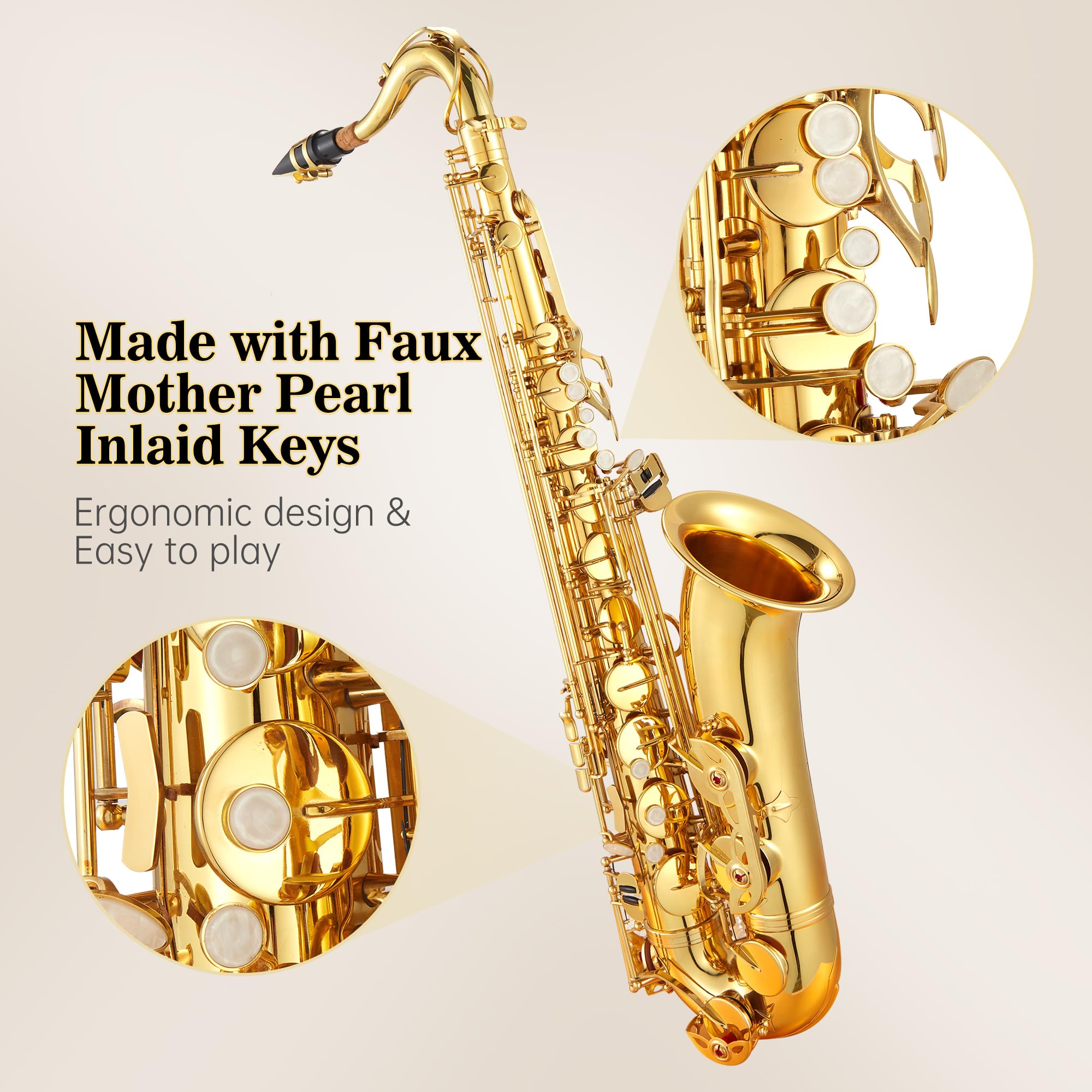 Amazon.com: Bb Tenor Saxophone Beginner Kit - Brass Sax w/Hard