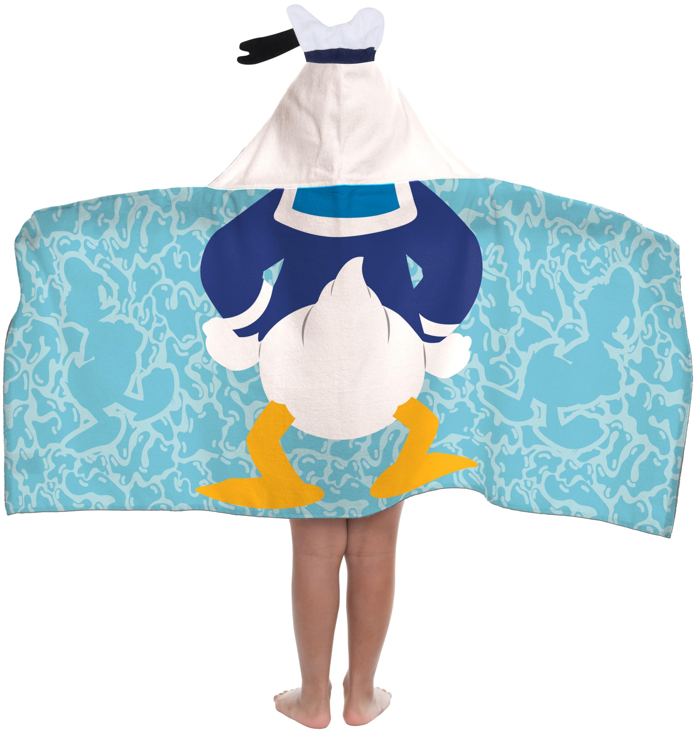 Disney Donald Duck Cartoon Kids Hooded Towel Costume Bath Wrap, Blue | Mickey and Friends, 22 x 51 Inches, Official Product, Soft Cotton, Dress Up, Beach Pool Swimming, Machine Washable, Kids Gift Blue - Mickey and Friends