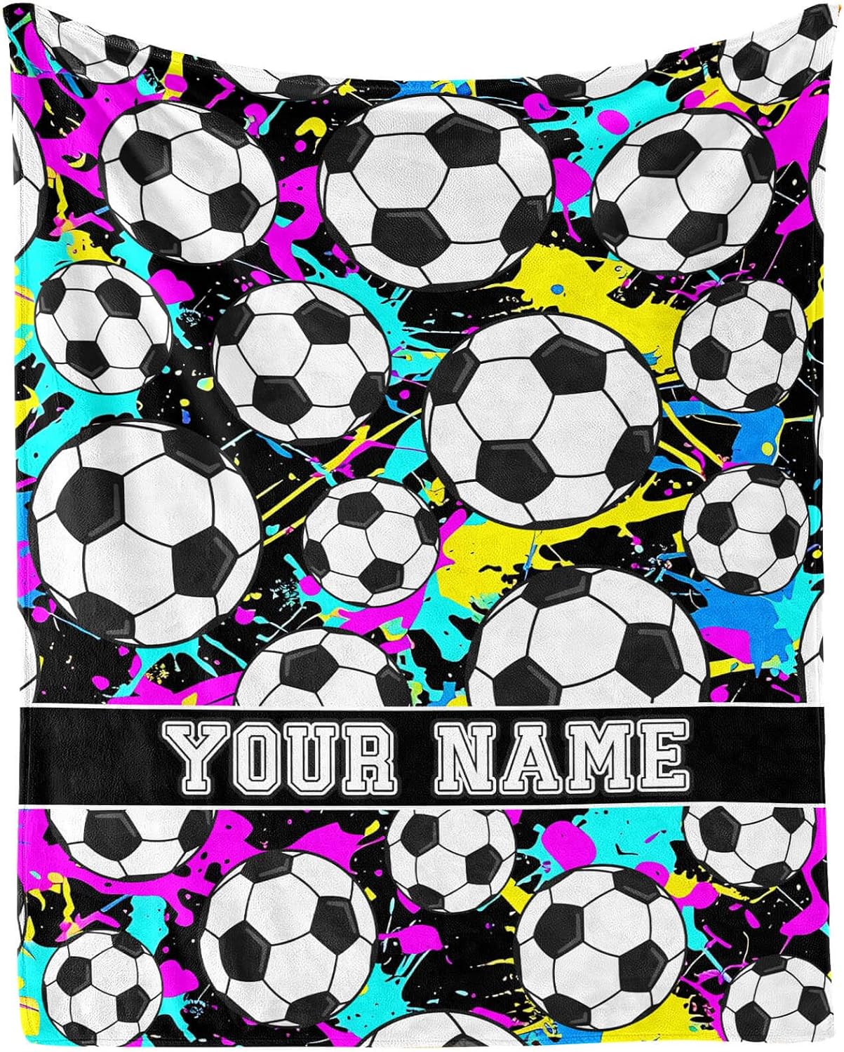 Custom Soccer Blanket - Soft Flannel Sports Soccer Blankets for Girls Boys Kids Soccer Lovers - Warm Soccer Throw Blankets for All Season Lap, Chair, Sofa - 50"x40"