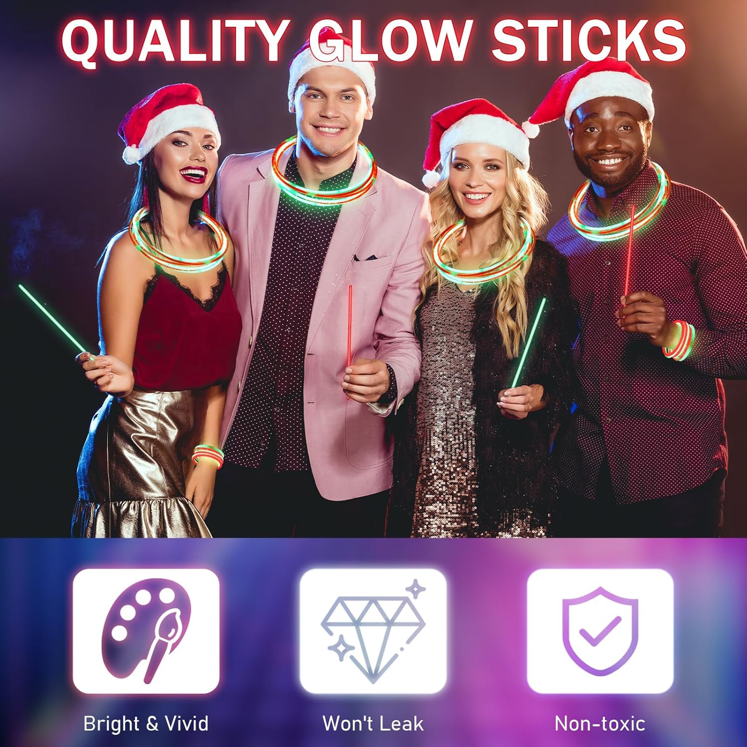 Lenwen 1000 Pcs Christmas Glow Sticks Bulk 8 Inch Glow Bracelets Glowing in the Dark Light up Sticks with Connectors for Neon Birthday Christmas Party Favors Supplies Decorations(Red, Green)