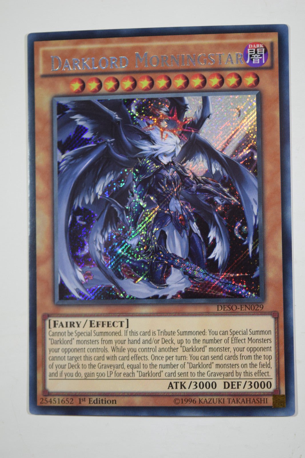 YuGiOh DESO-EN029 1st Ed Darklord Morningstar Secret Rare Card