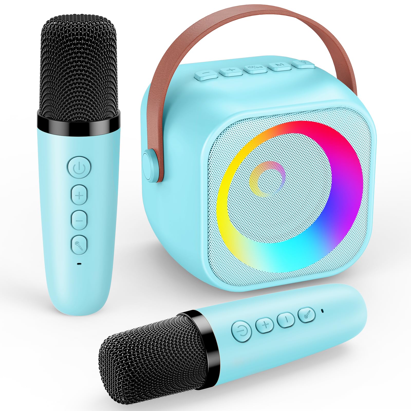 Micro Sans Fil Enfant Bluetooth - 5 Effets Vocaux + Lumières LED - Autonomie 8-10h - Pour Karaoké 3-15 Ans - Cadeau Anniversaire Noël