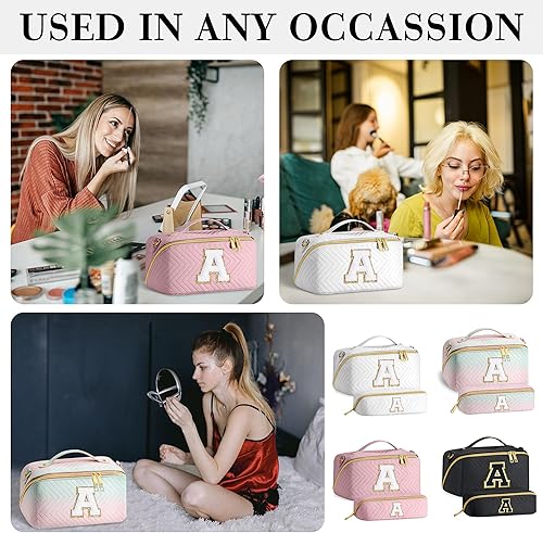 Miniatura 5 de YOOLIFE Bolsa de maquillaje de viaje, bolsa de cosméticos, bolsa de aseo y maquillaje, bonita bolsa de maquillaje con cremallera, correa para el