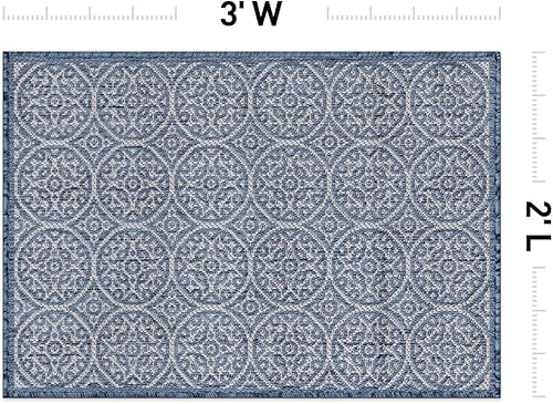 Miniatura 2 de Rugshop Capri - Alfombras de transición con textura de círculos florales de tejido plano, fácil limpieza, para exteriores, terraza, patio, patio