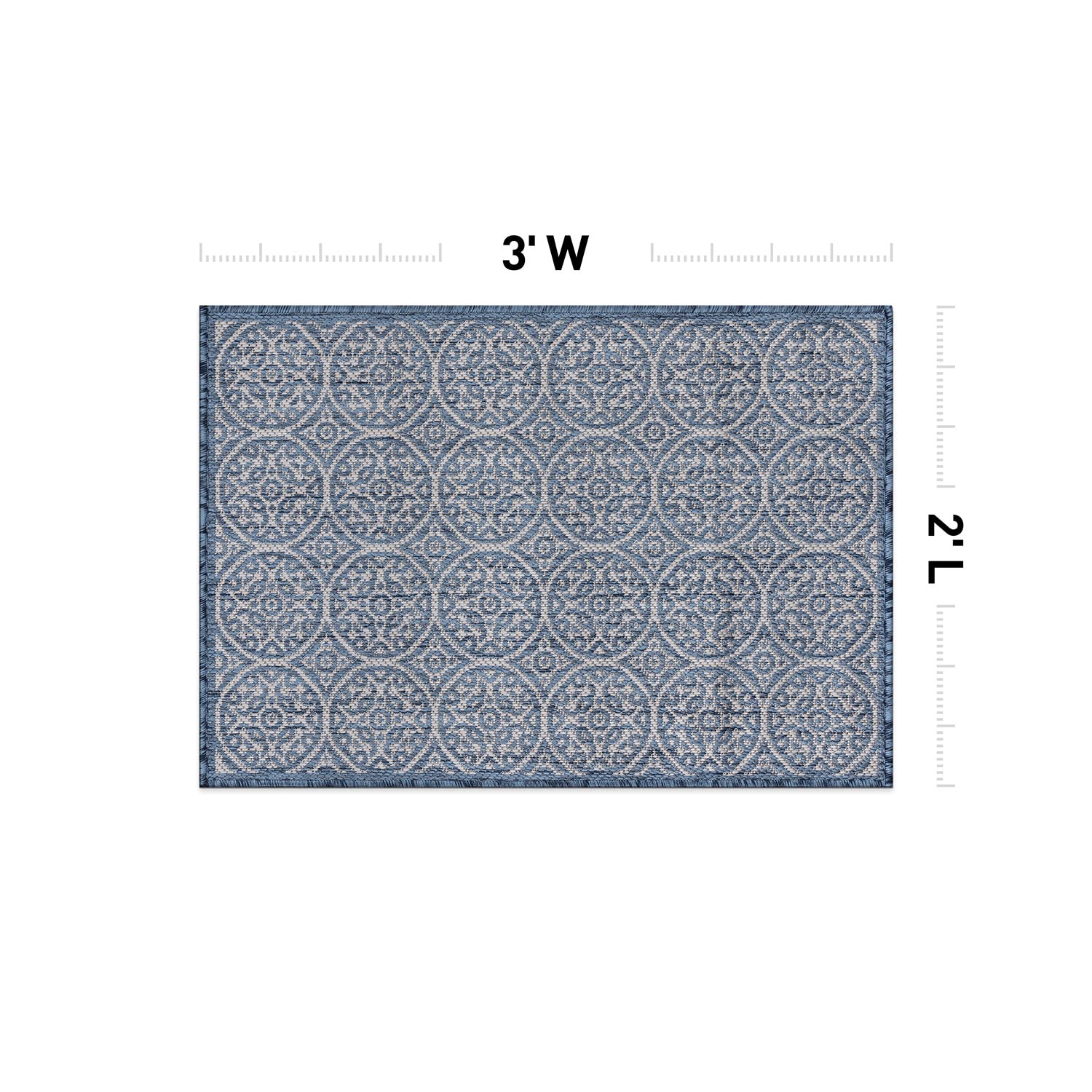 Rugshop Capri Transitional Floral Circles Textured Flat Weave Easy Cleaning Outdoor Rugs for Deck,Patio,Backyard Indoor/Outdoor Area Rug 2' x 3' Blue