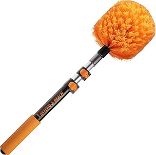 1.5-to-4 ft Cobweb Duster with Extension Pole // Spider Web Cleaner Cobweb Brush for Outdoor & Indoor Web Cleaning // Lightweight & Sturdy Telescopic Pole // The Ultimate Dusting Kit
